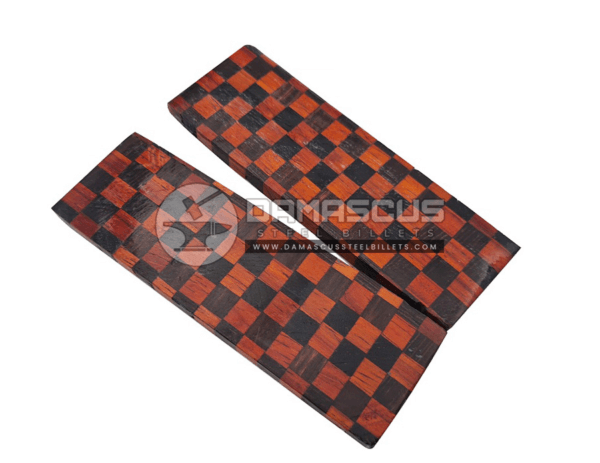 Pair of Red & Black Checkered Wood Knife Scale